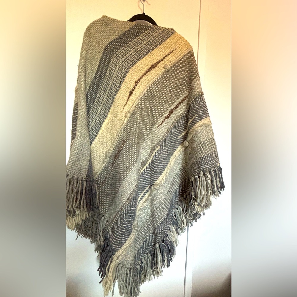 Striped Fringe Women's Poncho